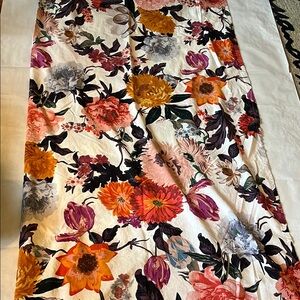 Anthropologie Orange Pink Flowers Shower Curtain
